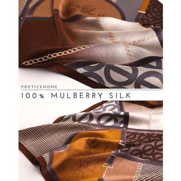 🆕 Women Brown Mulberry Silk Long Scarf Large Oblong Shawl Head Neck Hair Wrap - Picture 3 of 5